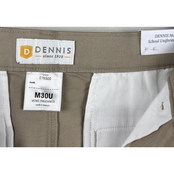 Dennis School Uniform Khaki Mens Pants Style 078500 M30U NWT 30xUnhemmed - Picture 5 of 5